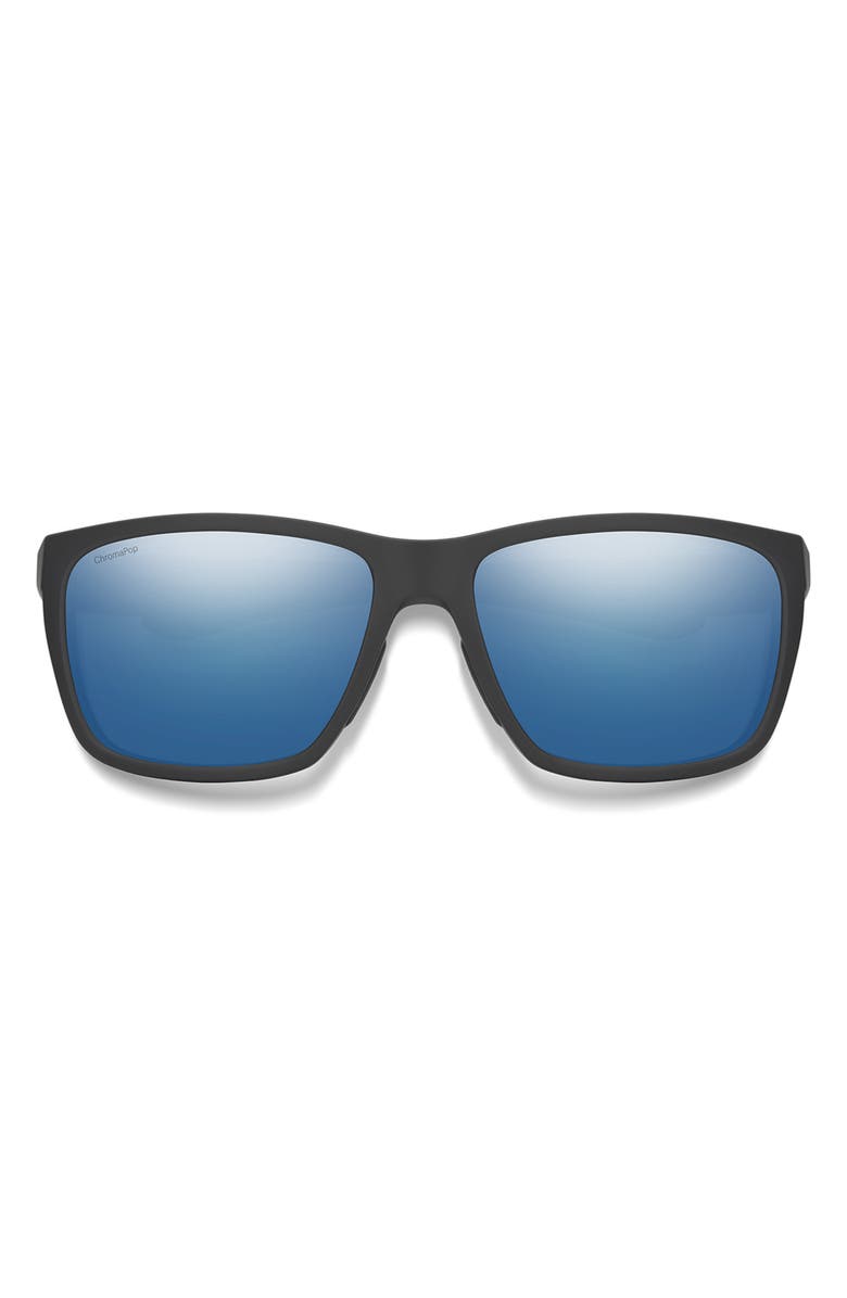 Smith Longfin 57mm ChromaPop<sup>™</sup> Polarized Square Sunglasses, Main, color, Black / Chromapop Glass Blue