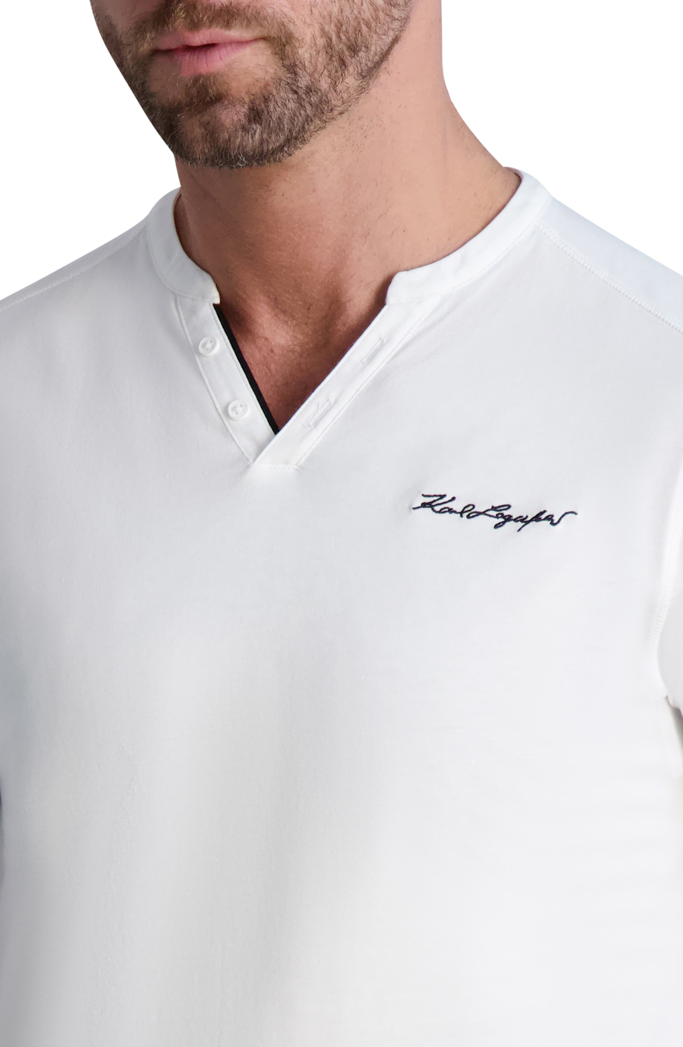 KARL LAGERFELD PARIS Embroidered Script Cotton Henley (Men) | Nordstromrack