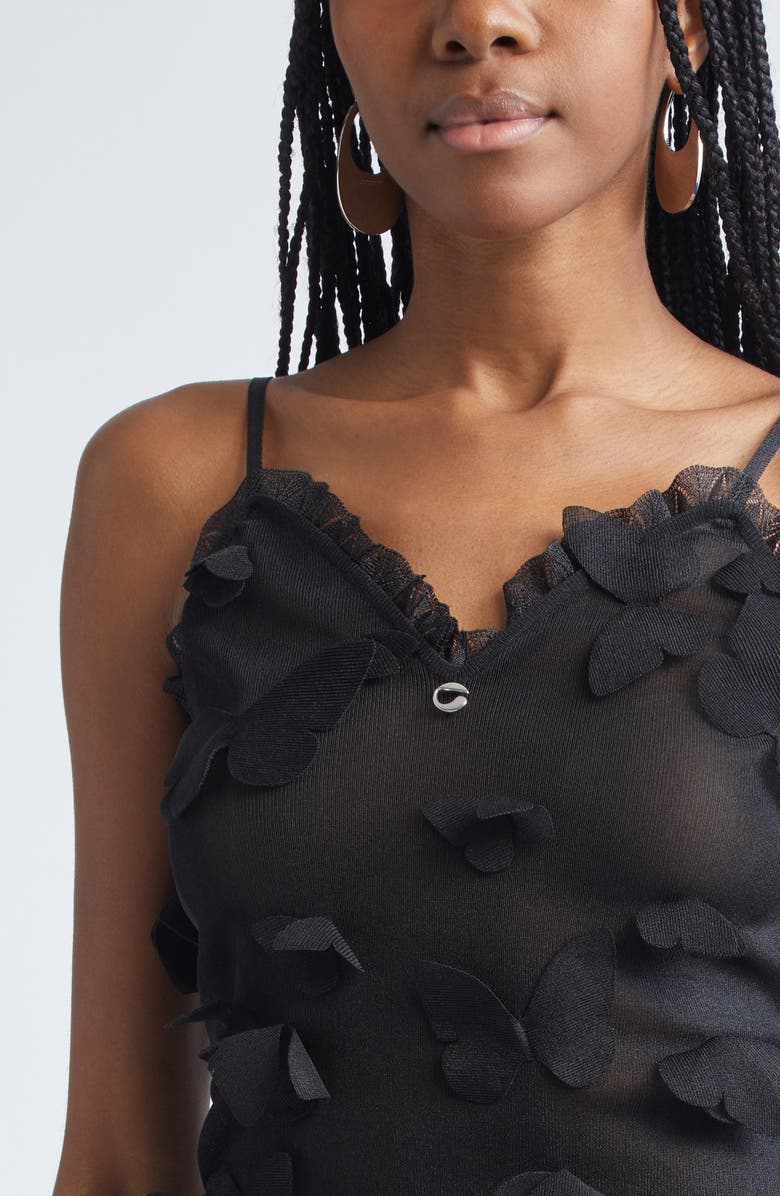 Coperni Butterfly Appliqué Techno Camisole, Alternate, color, Black