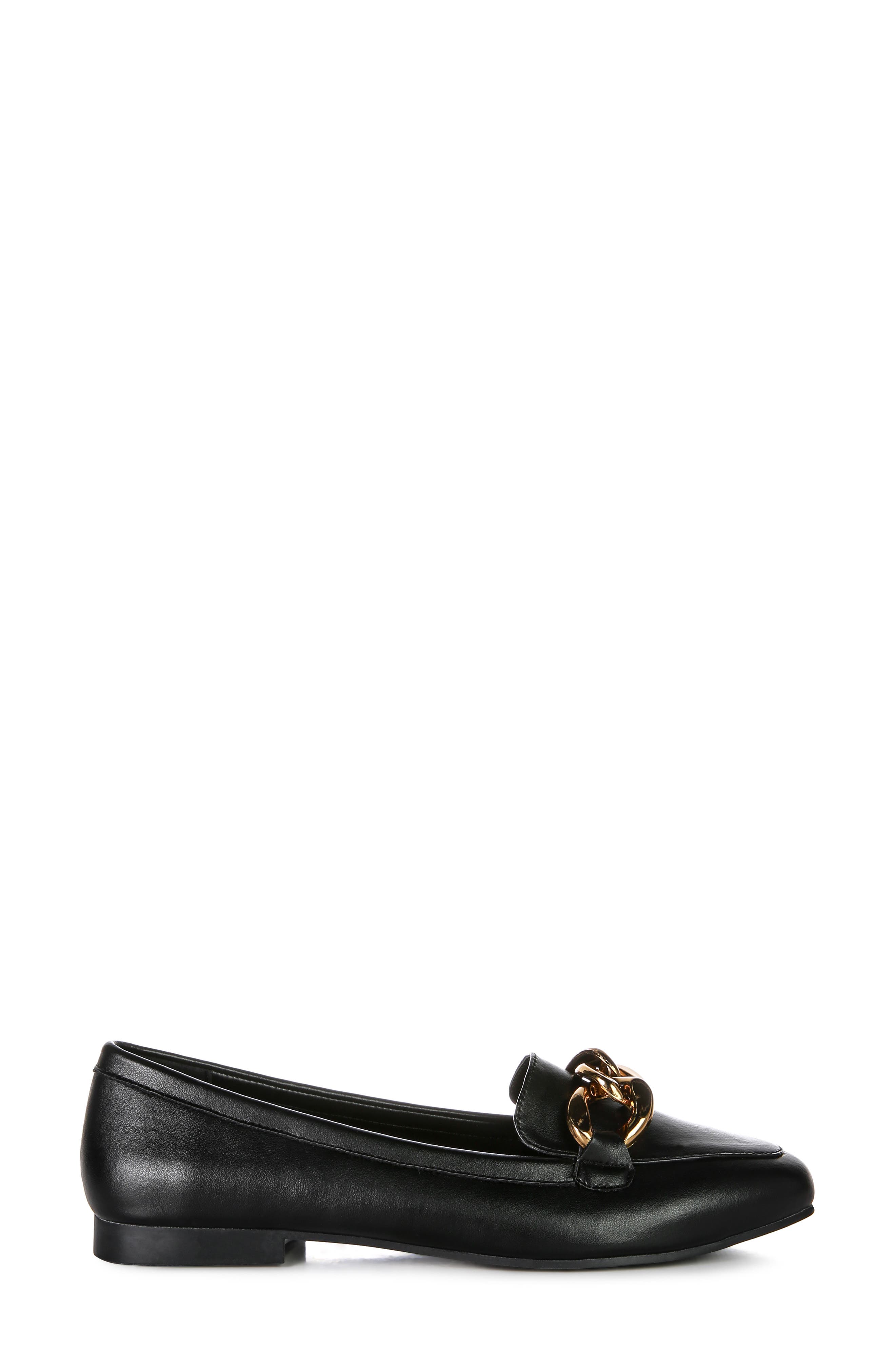 LONDON RAG Chain Detail Faux Leather Loafer, Alternate, color, Black