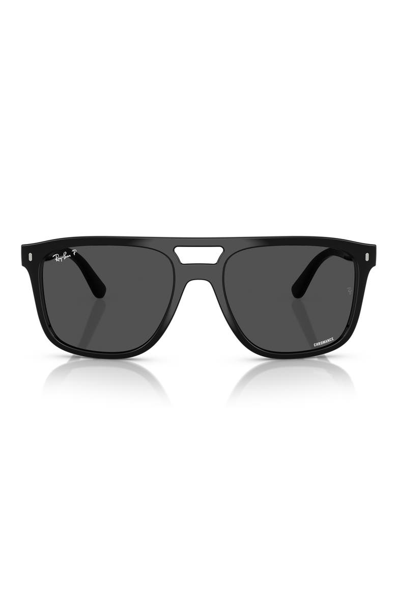 58mm Polarized Square Sunglasses, Main, color, BLACK