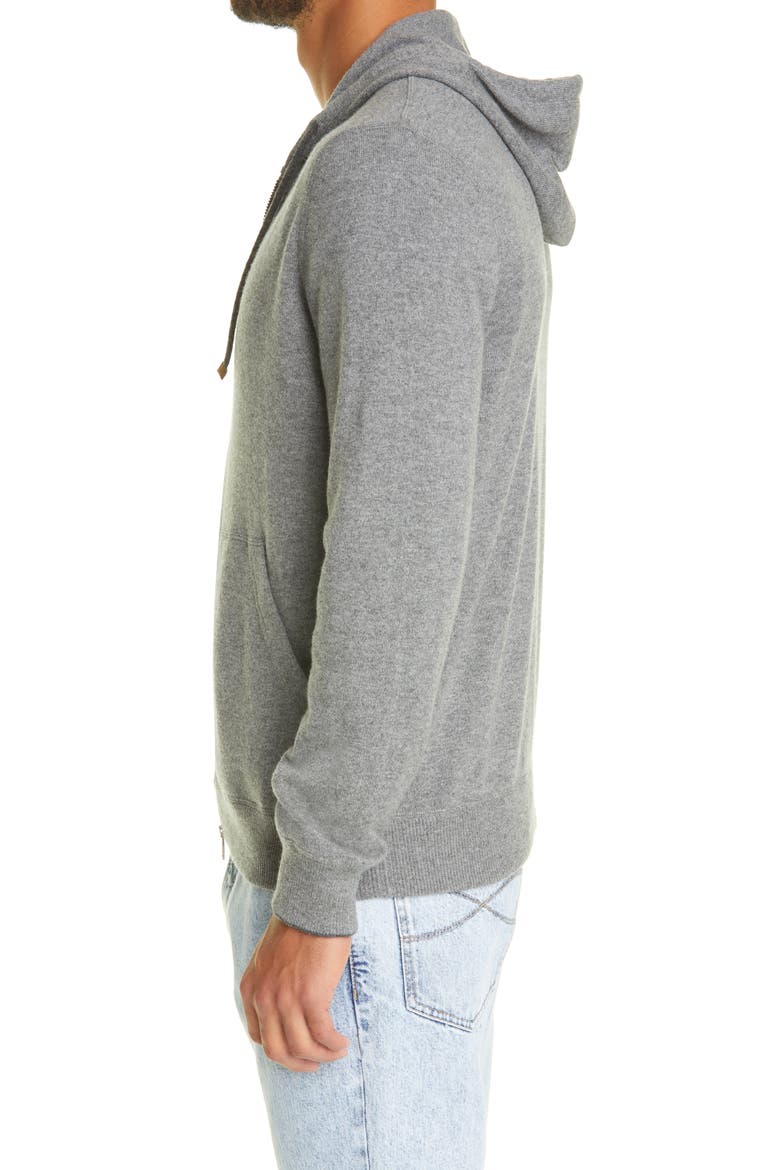Cashmere Zip Front Hoodie, Alternate, color, GREY