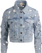 Alice + Olivia Chloe Eyelet Embroidered Denim Jacket