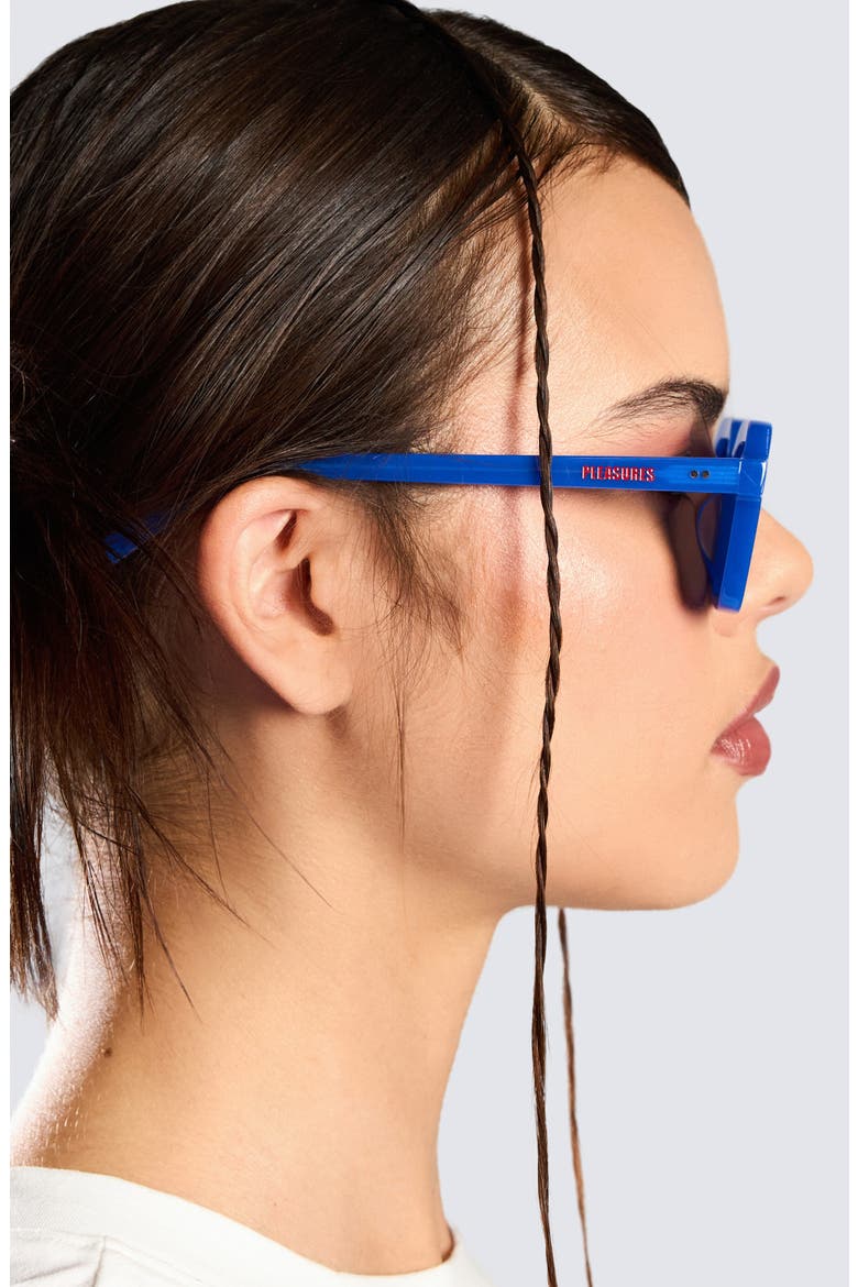 x Akila Era 46mm Small Rectangular Sunglasses, Alternate, color, BLUE