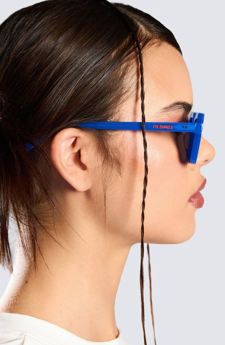 PLEASURES x Akila Era 46mm Small Rectangular Sunglasses, Alternate, color, Blue