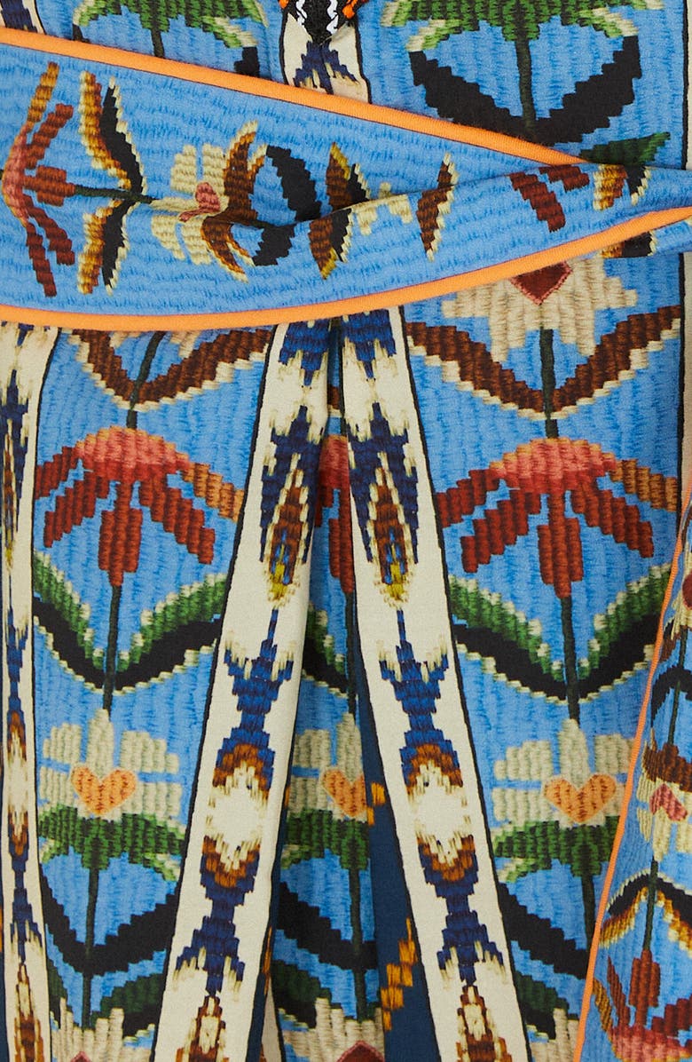 FARM Rio Embroidered Tapestry Long Sleeve Minidress, Alternate, color, Blue