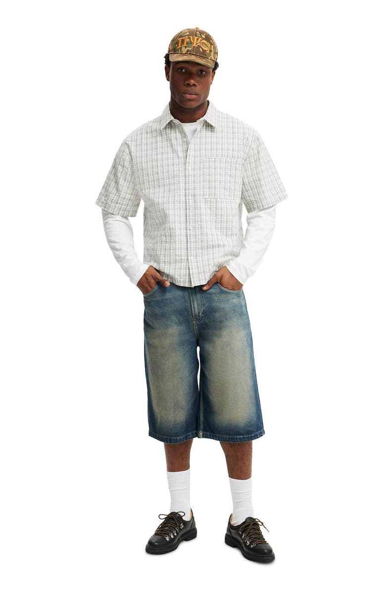 Cotton On Men's Darcy Short Sleeve Shirt, Alternate, color, Off White Micro Check