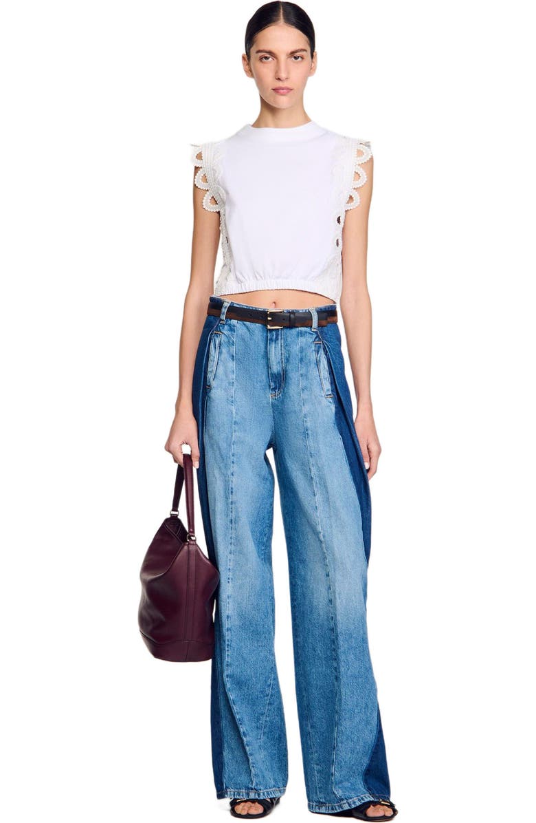 SANDRO Leather bucket bag, Alternate, color, Bordeaux