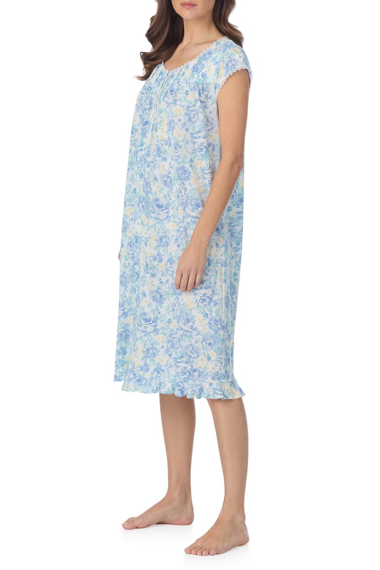 Waltz Cap Sleeve Nightgown, Alternate, color, WHITE/ AQUA