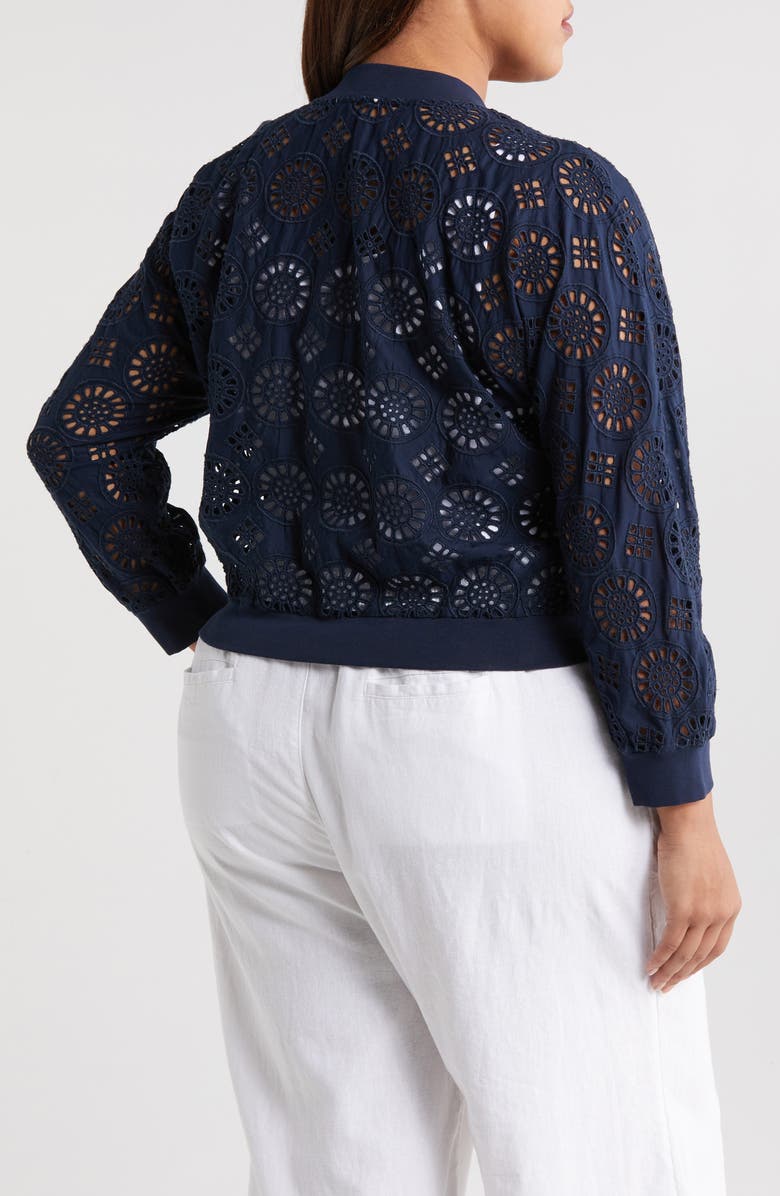 Caslon<sup>®</sup> Cotton Eyelet Bomber Jacket, Alternate, color, 