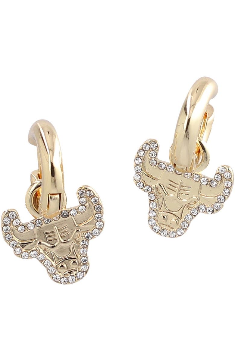BaubleBar Chicago Bulls Huggie Earrings, Main, color, Gold