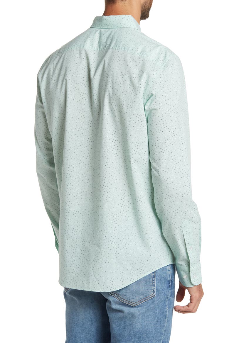 Dot Print Woven Button-Down Shirt, Alternate, color, LICHEN