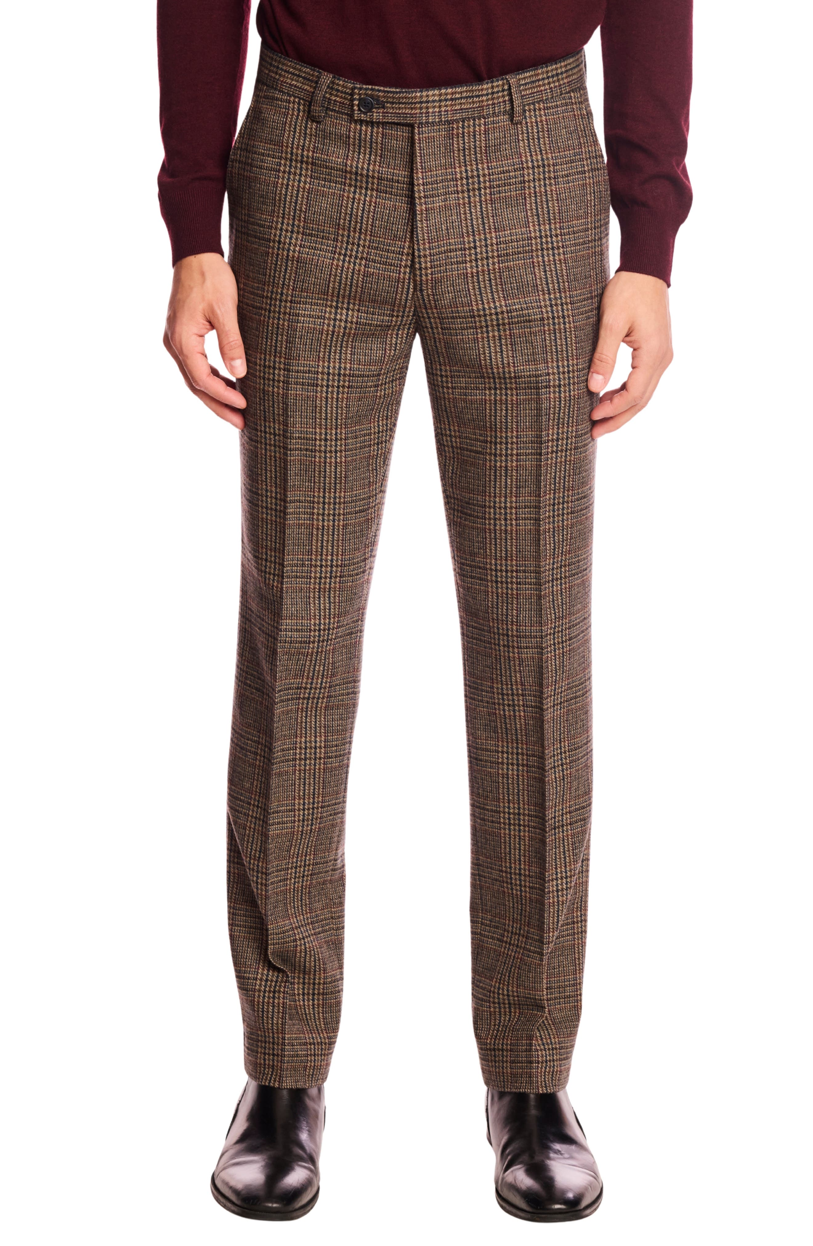 PAISLEY &amp; GRAY Downing Slim Fit Flat Front Houndstooth Wool Blend Dress Pants