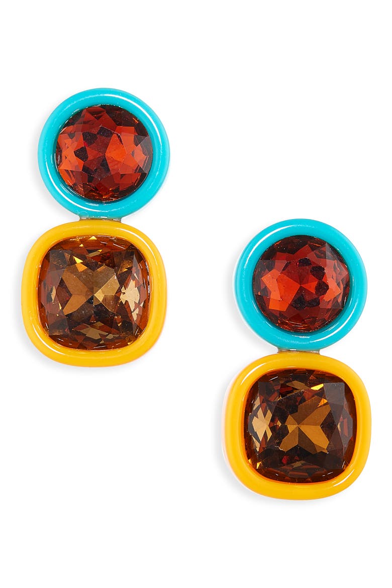 Gem Duo Drop Earrings, Main, color, CLEMENTINE TURQUOISE