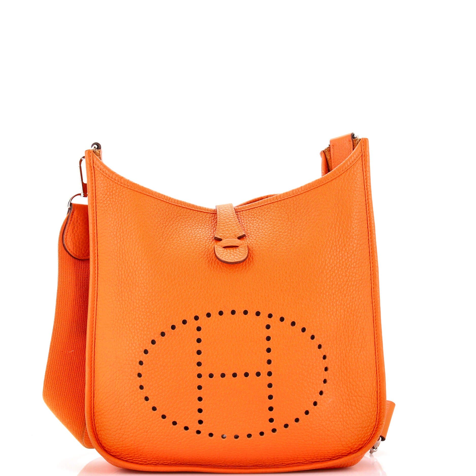 Pre-Owned Hermes Evelyne Bag Gen III Clemence PM, Main, color, Orange H