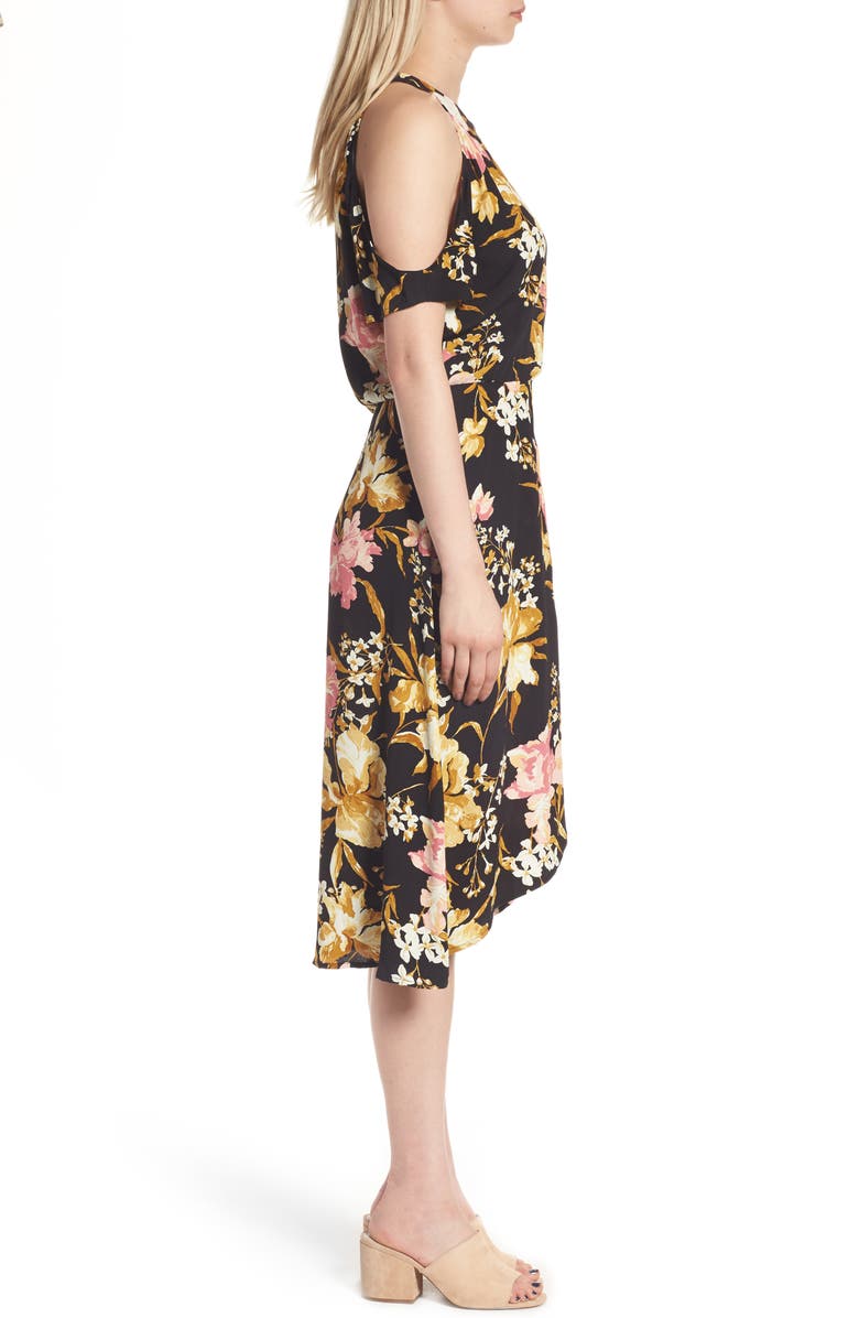 Leith Cold Shoulder Midi Dress, Alternate, color, 