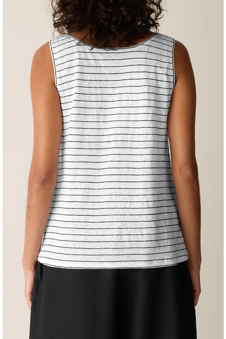 Stripe Organic Linen Tank, Alternate, color, WHITE/ BLACK