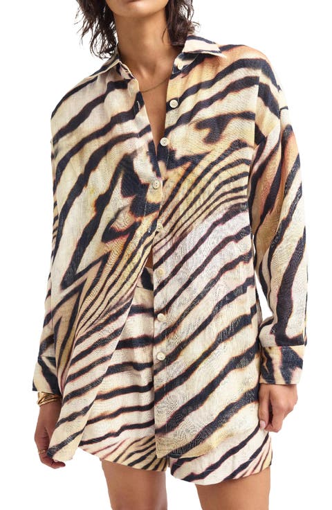 Playa Oversize Linen Cover-Up Shirt