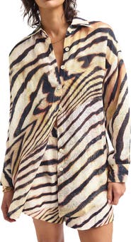 Vitamin A® Playa Oversize Linen Cover-Up Shirt