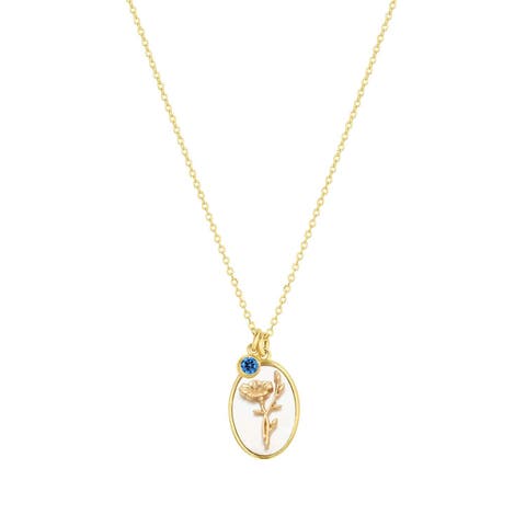 Katrina Birth Flower and Birthstone Charm Necklace