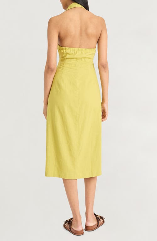The Good Journey Sleeveless Linen Blend Halter Shirtdress In Yellow
