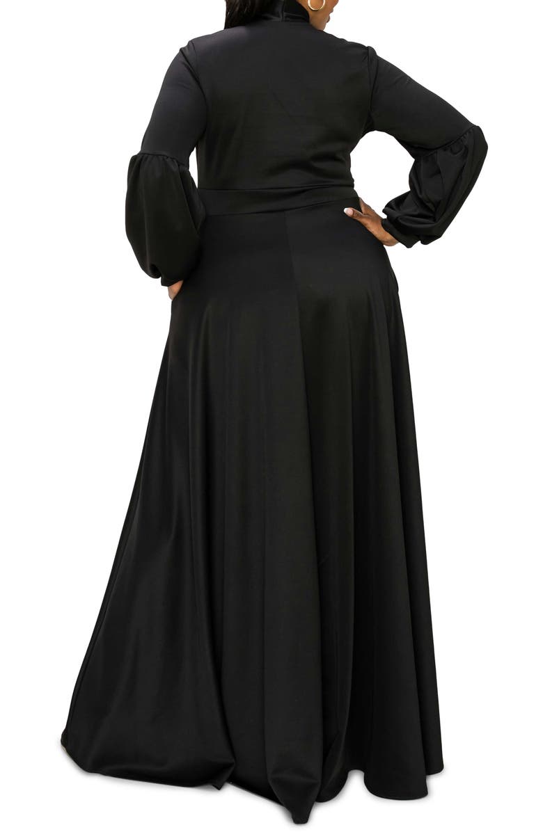 L I V D Bella Donna Long Sleeve Ribbon Tie Dress, Alternate, color, Black