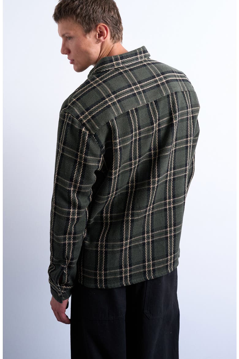 Textured Check Overshirt, Alternate, color, MEDIUM GREEN