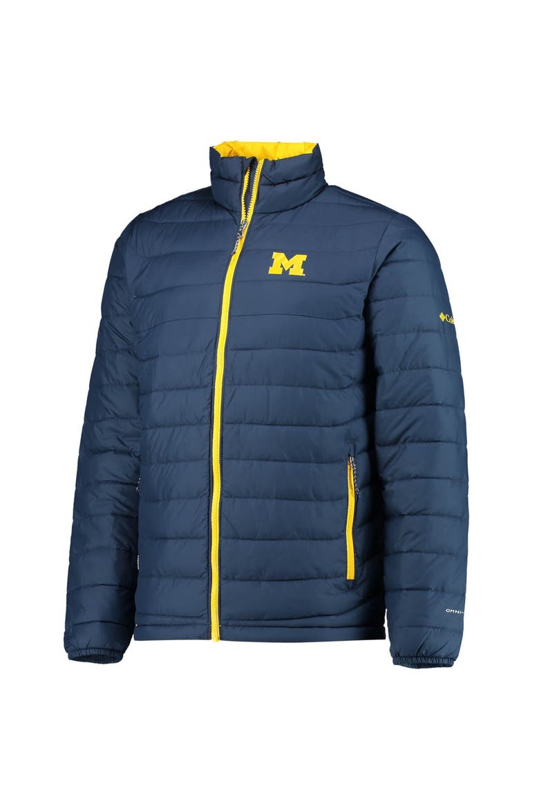 Men's Columbia Navy Michigan Wolverines Powder Lite Omni-Heat Reflective Full-Zip Jacket, Alternate, color, Navy