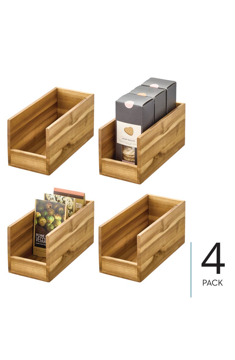 iDesign Acacia Wood Open-Front Pantry Bin for Kitchen Organization, Alternate, color, Natural