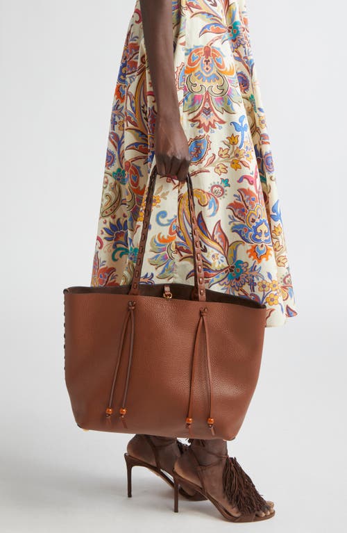 Etro Shopping Essential Leather Tote In Brown