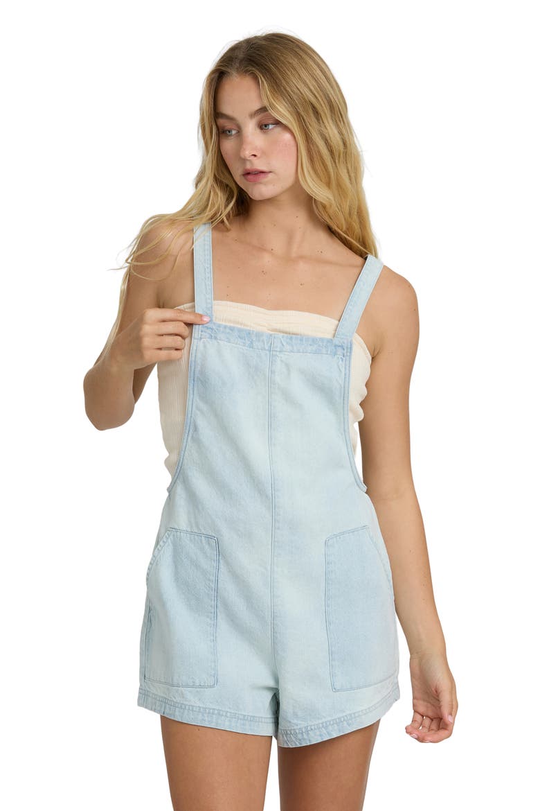 Beach Crush Denim Shortalls, Alternate, color, BLUE MIST