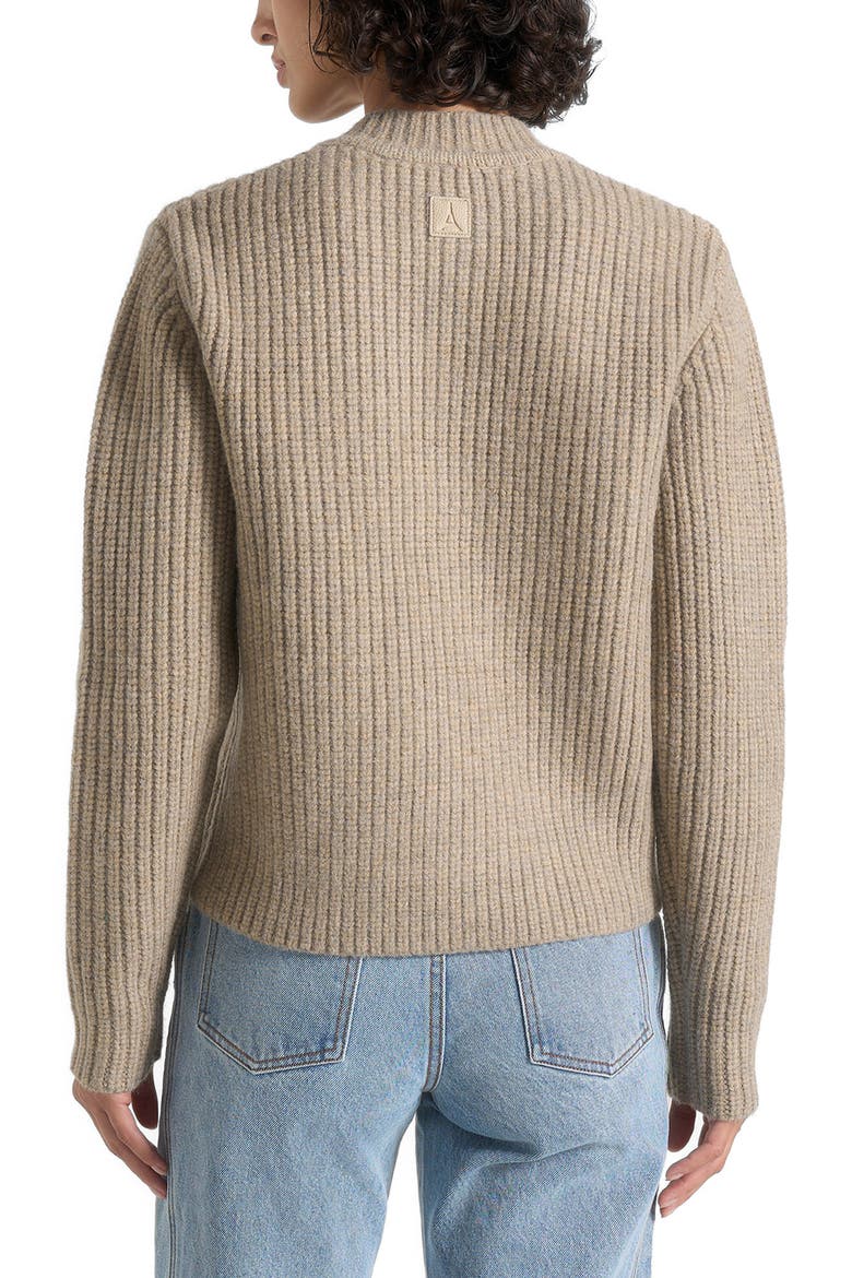 Alix Unisex Crewneck Ribbed Knit Cardigan, Alternate, color, Beige
