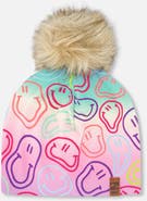 Deux par Deux Stretch Jersey Hat Smileys with Pompom