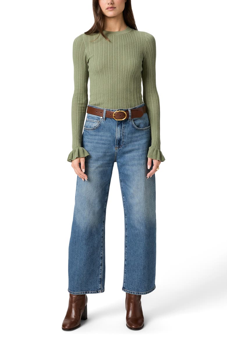 PAIGE Ophelia Pointelle Organic Cotton Blend T-Shirt, Alternate, color, Sage