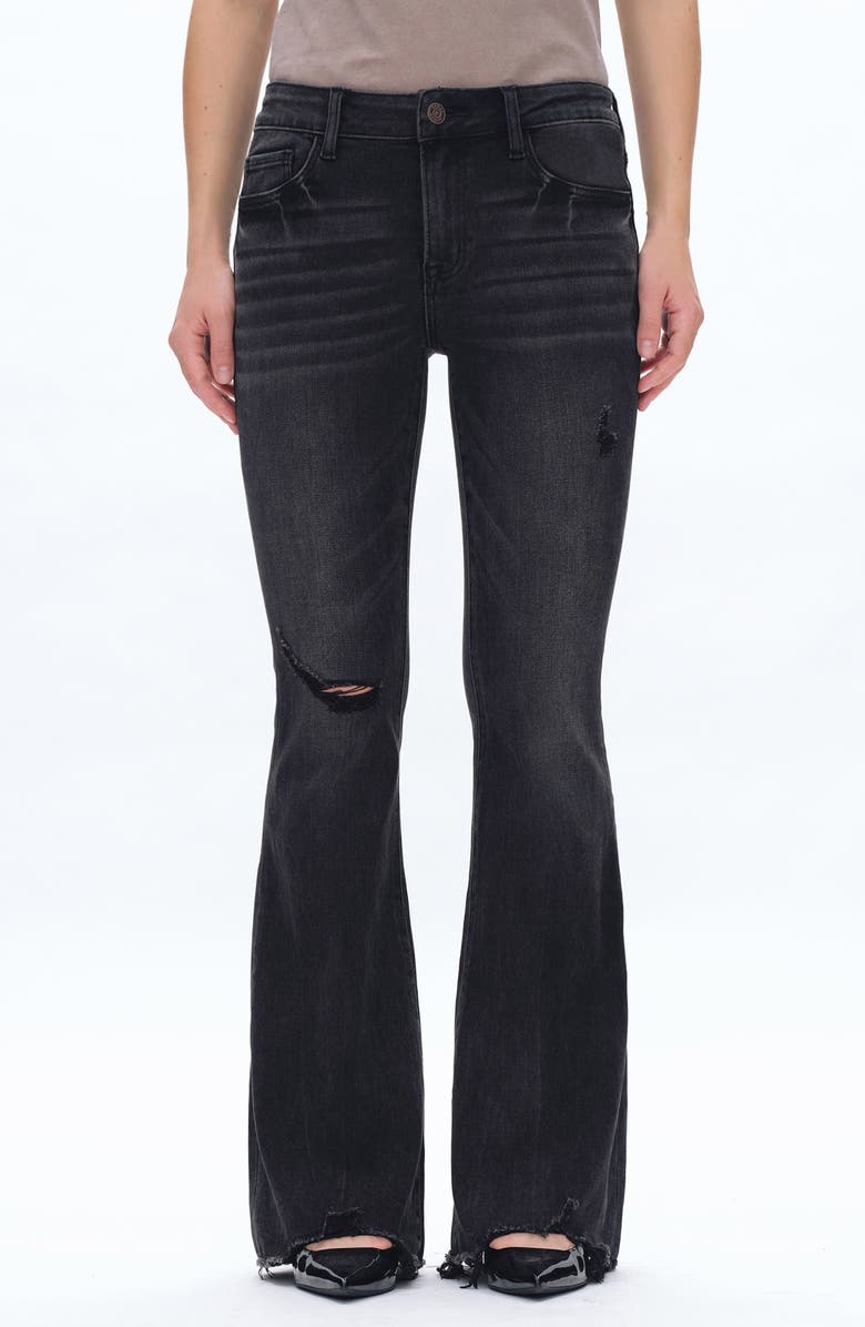 Bayeas Raw Hem Flare Jeans, Main, color, Black Ice