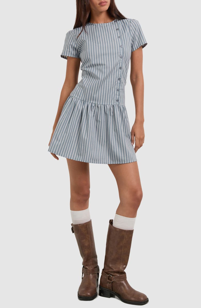 Motel Marilis Cotton Poplin Minidress, Main, color, Poplin Grey White St