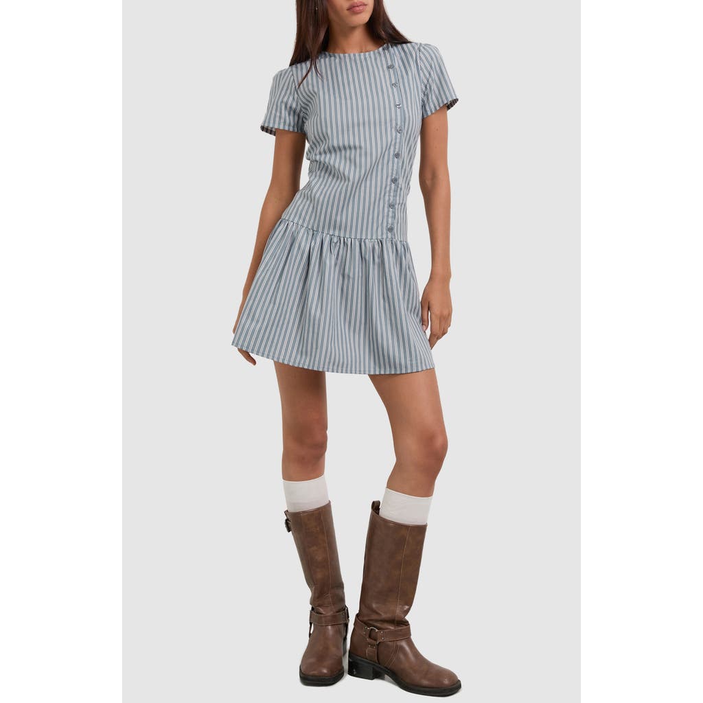Motel Marilis Cotton Poplin Minidress in Poplin Grey White St  product