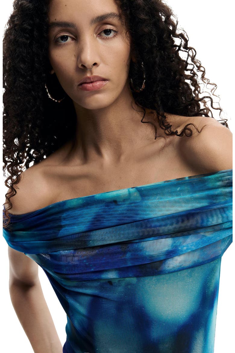 Floral Print Strapless Dress, Alternate, color, NAVY BLUE