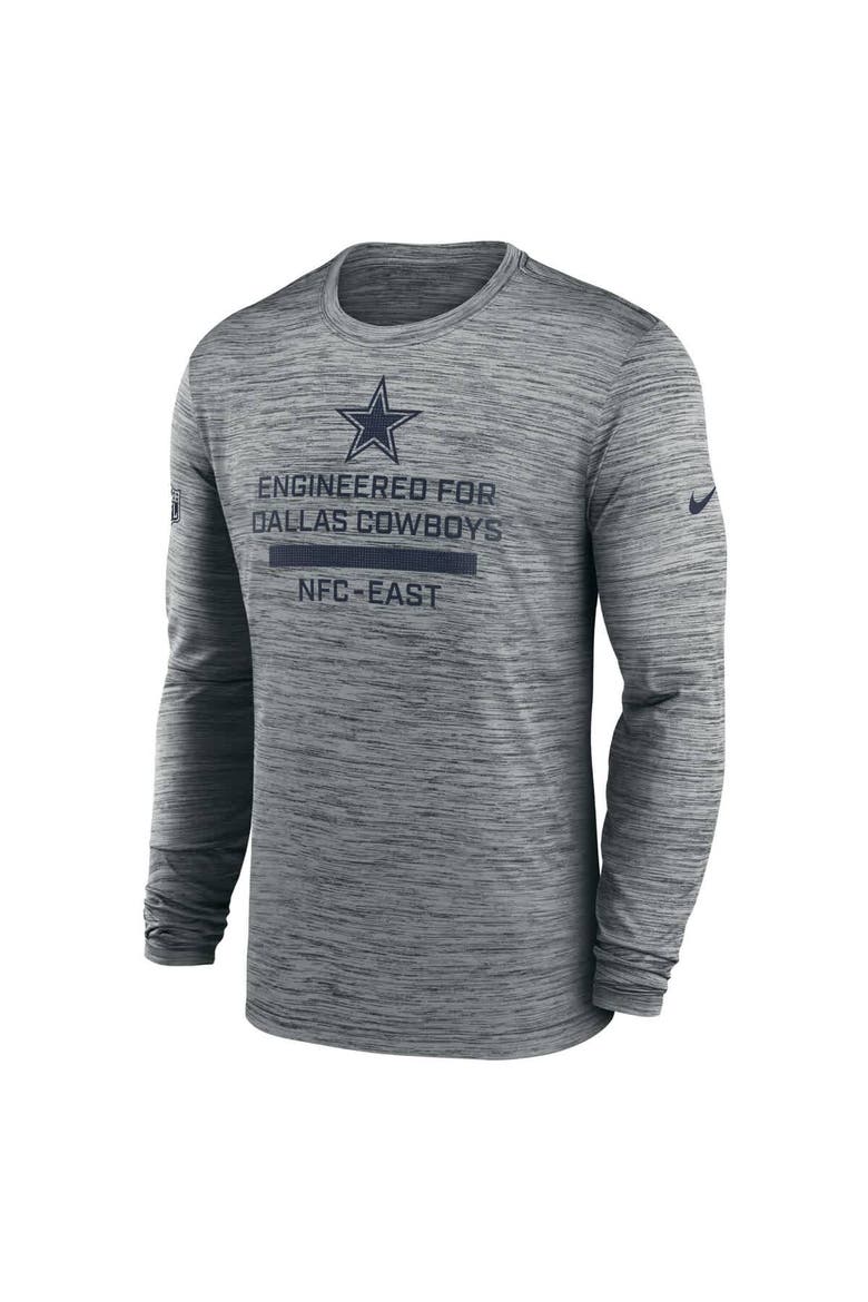 Men's Nike Gray Dallas Cowboys Sideline Velocity Performance Long Sleeve T-Shirt, Alternate, color, Gray