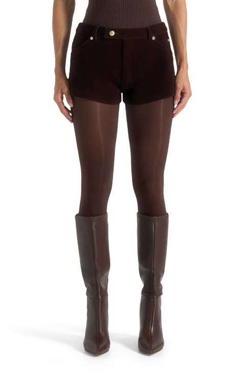 Samia Velvet Patent Mini Shorts