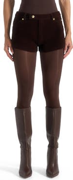 Manière De Voir Samia Velvet Patent Mini Shorts