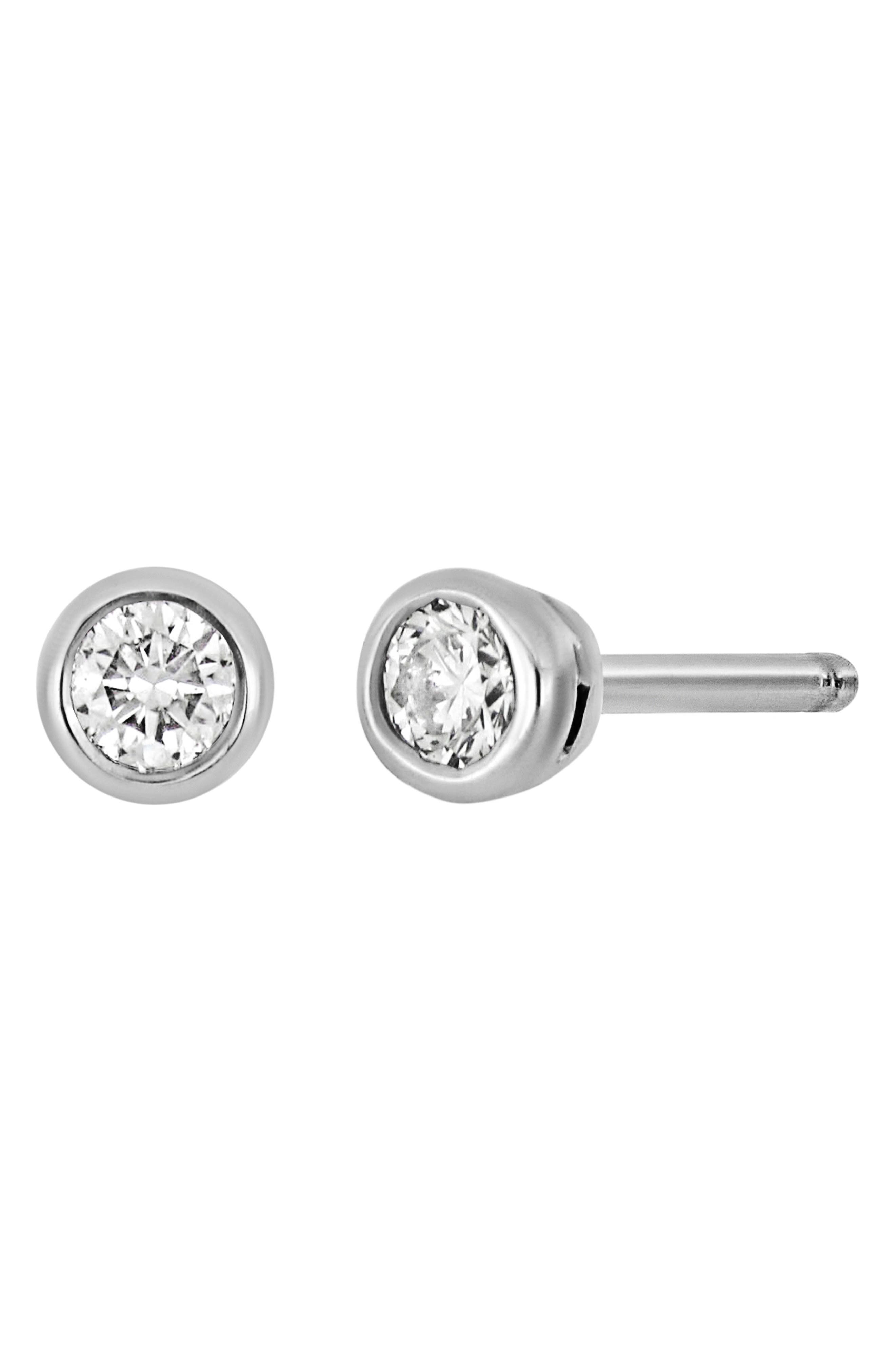 14K Gold Bezel Diamond Stud Earrings - 0.10 ctw.