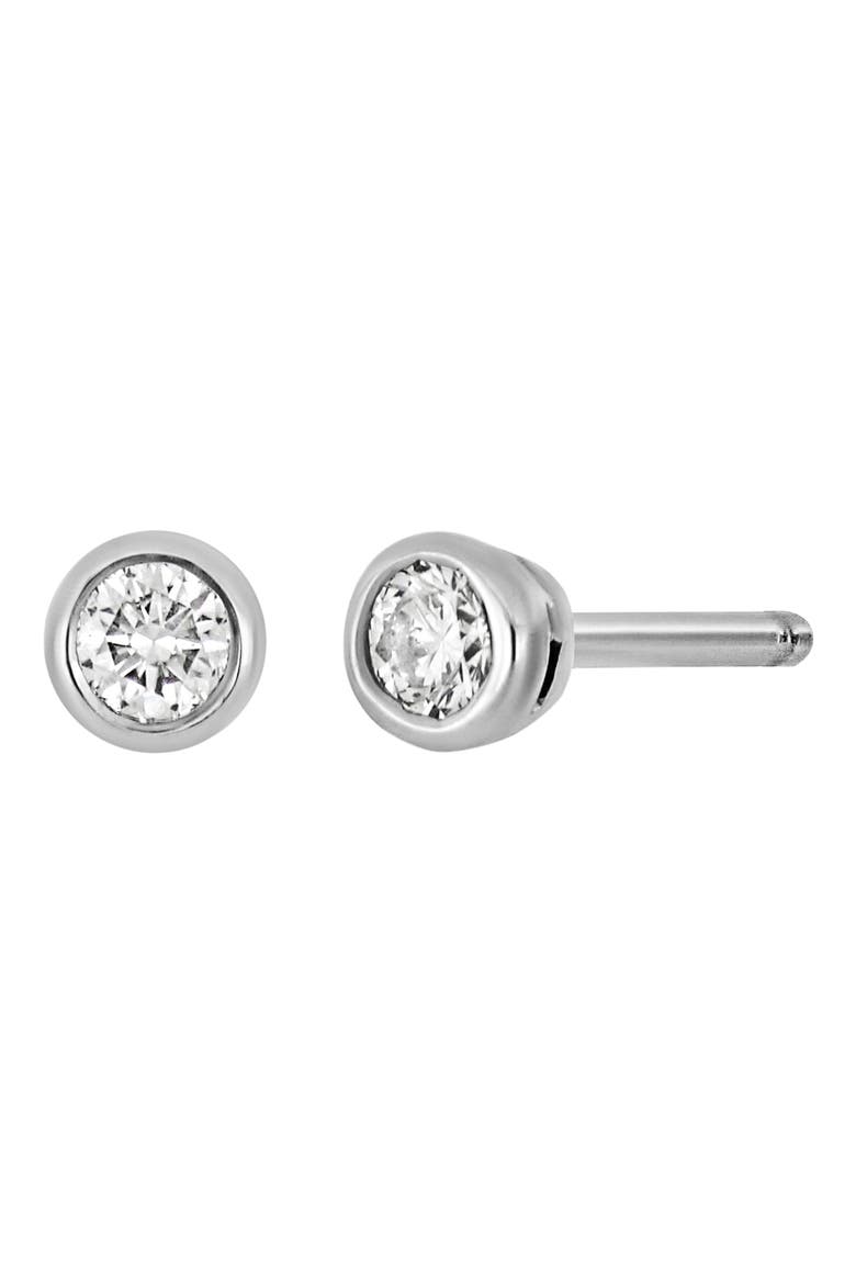 14K Gold Bezel Diamond Stud Earrings - 0.10 ctw. (Nordstrom Exclusive), Main, color, 14K WHITE GOLD