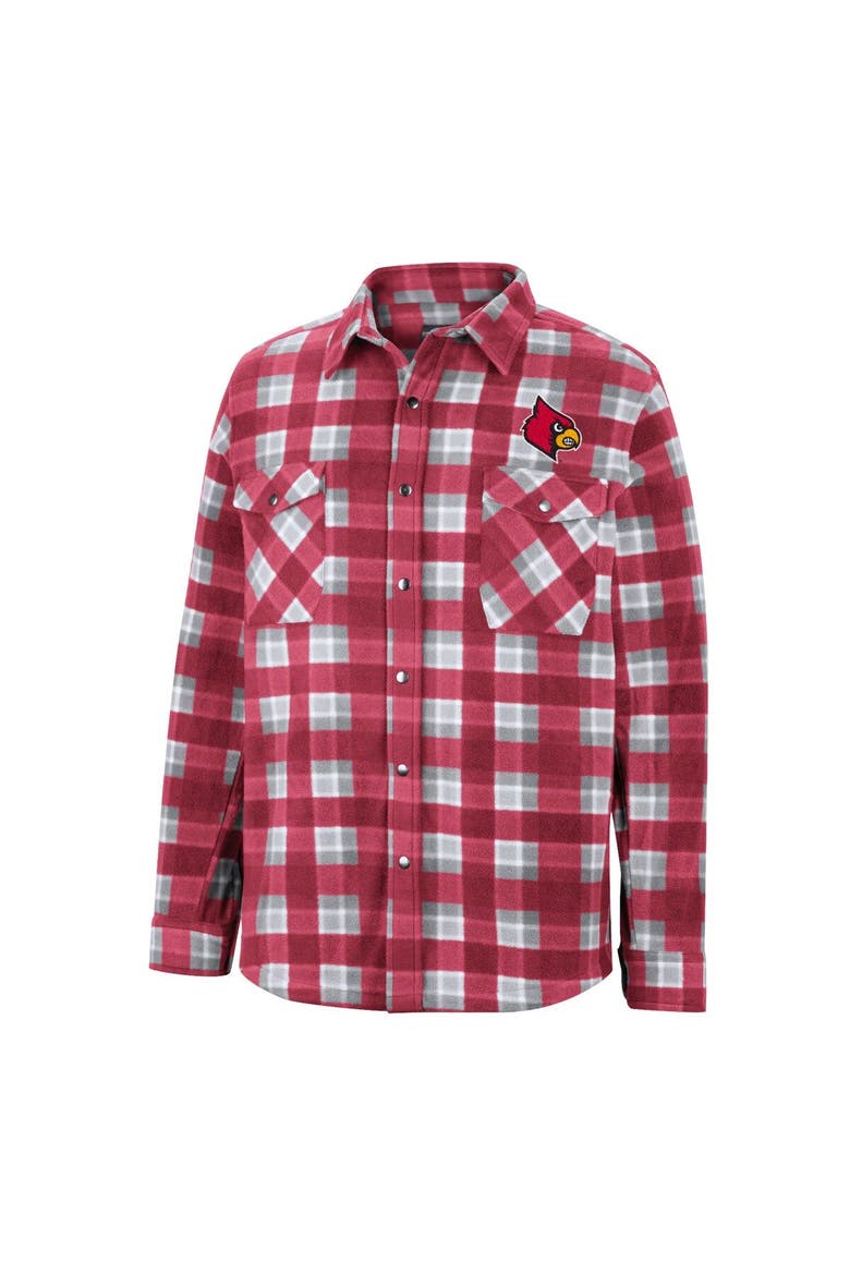 Men's Colosseum Red/White Louisville Cardinals Ellis Plaid Full-Snap Shirt Jacket, Alternate, color, Red