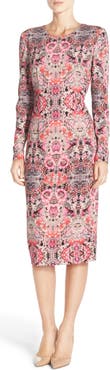 Maggy London Floral Print Crepe Midi Dress