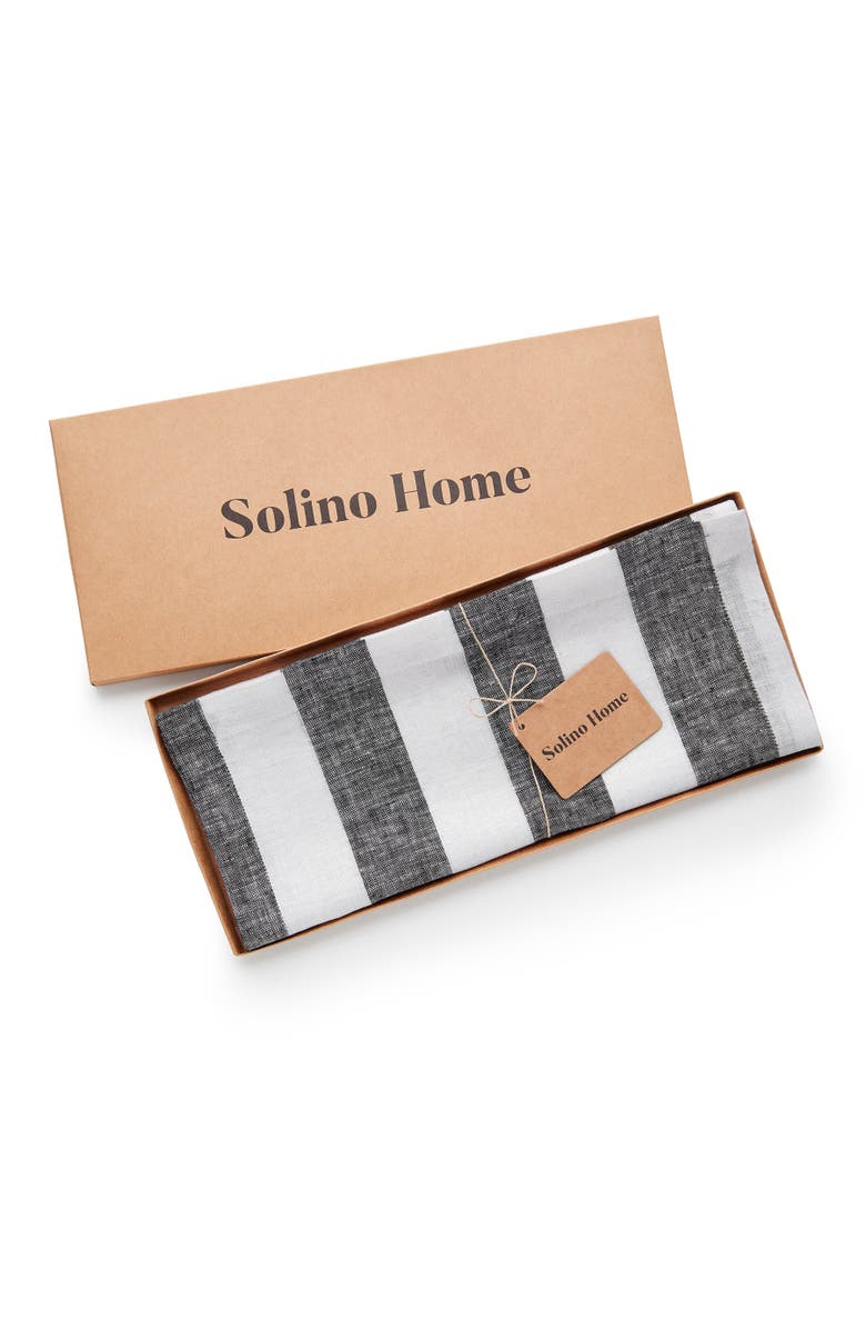 Solino Home Linen Table Runner for Dining Table, Holiday and Everyday Table Decor - Cabana Stripe, Alternate, color, Black And White
