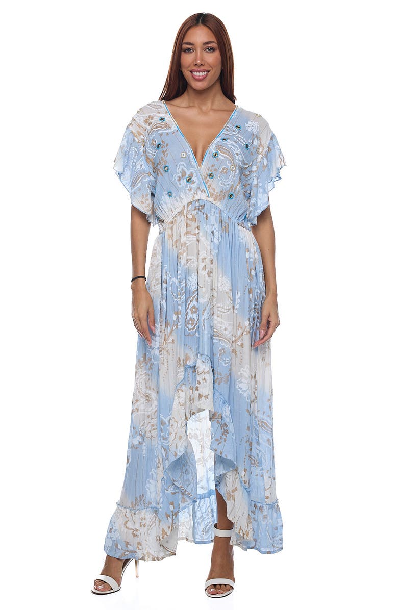 RANEES High Low Flutter Sleeve Dress, Alternate, color, Blue