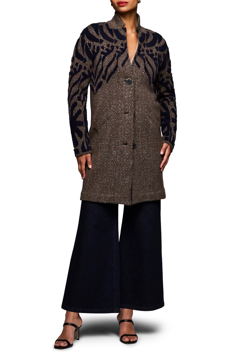 NIC+ZOE Tufted Detail Double Knit Coat, Main, color, Brown Multi