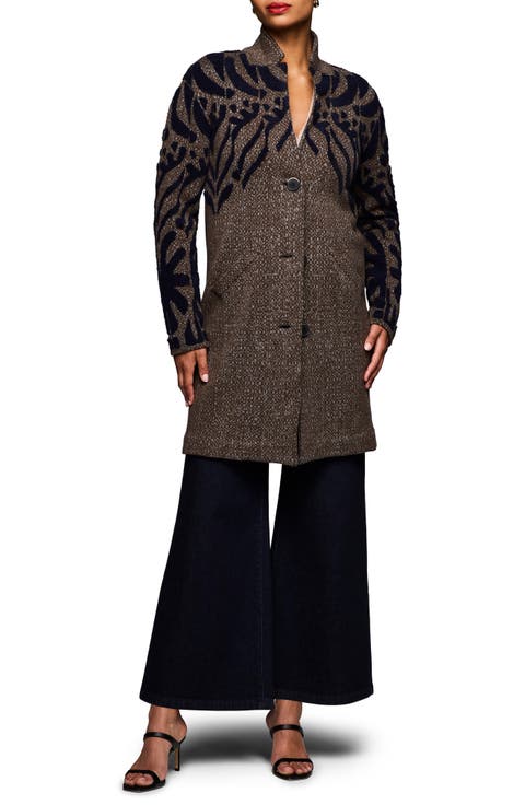 Tufted Detail Double Knit Coat