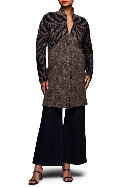 Nic + Zoe Nic+zoe Tufted Detail Double Knit Coat In Black